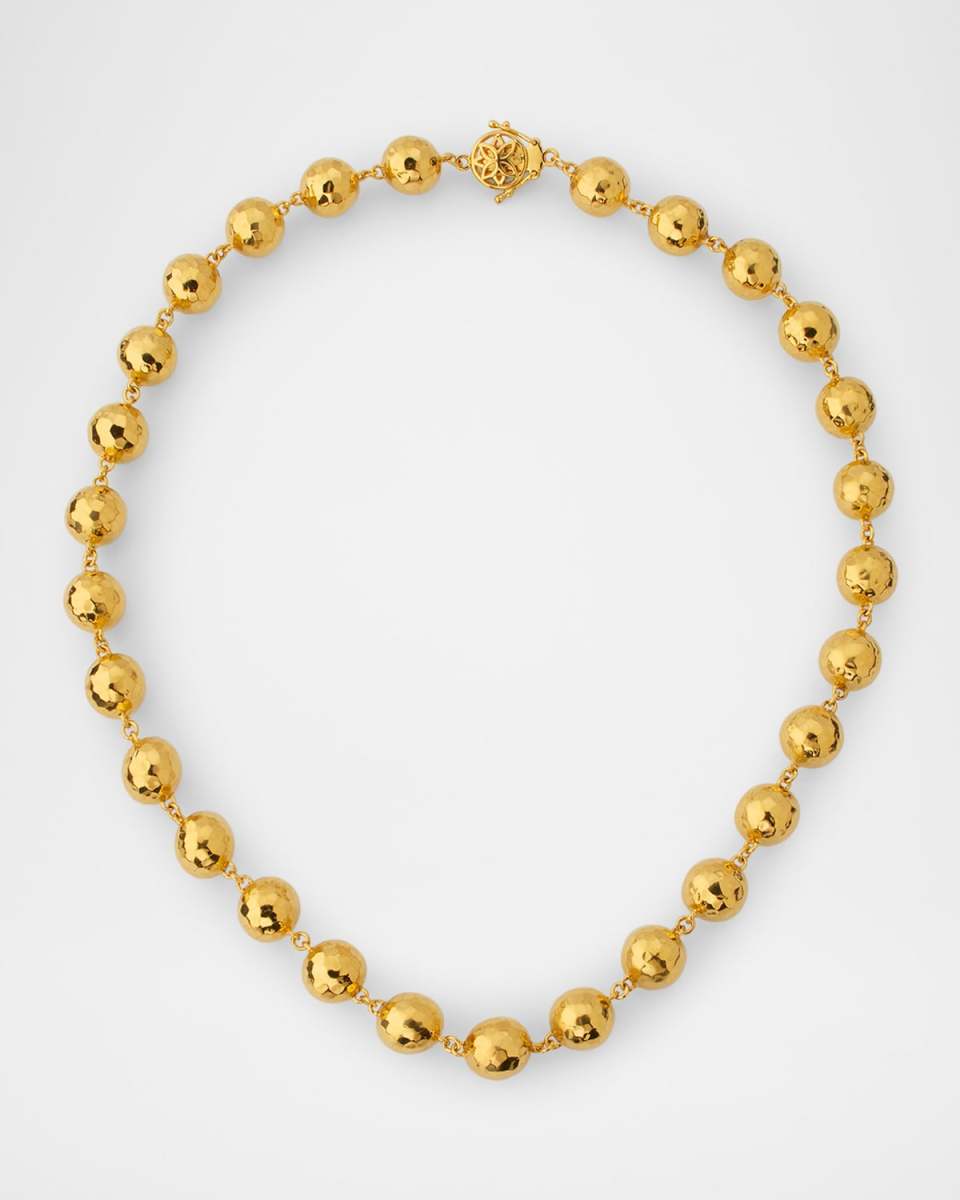 20K Hammered Disco Ball Chain Necklace, 16"L